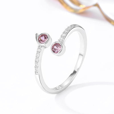 S925 Sterling Silver Ring Women's Open Ruby Fresh - Belisimo