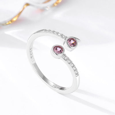 S925 Sterling Silver Ring Women's Open Ruby Fresh - Belisimo