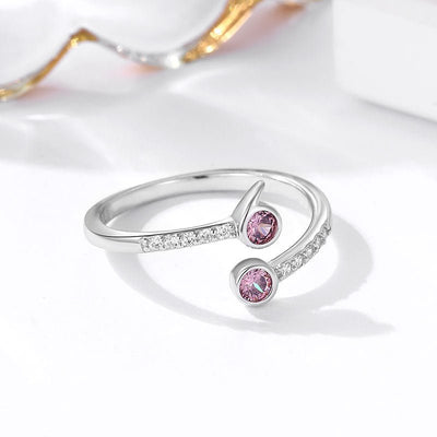 S925 Sterling Silver Ring Women's Open Ruby Fresh - Belisimo