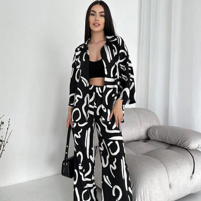 Silk - like Printed Cardigan Long - sleeved Homewear - Belisimo