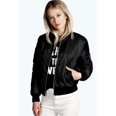 Solid Color Short Fashion Zip Jacket - Belisimo