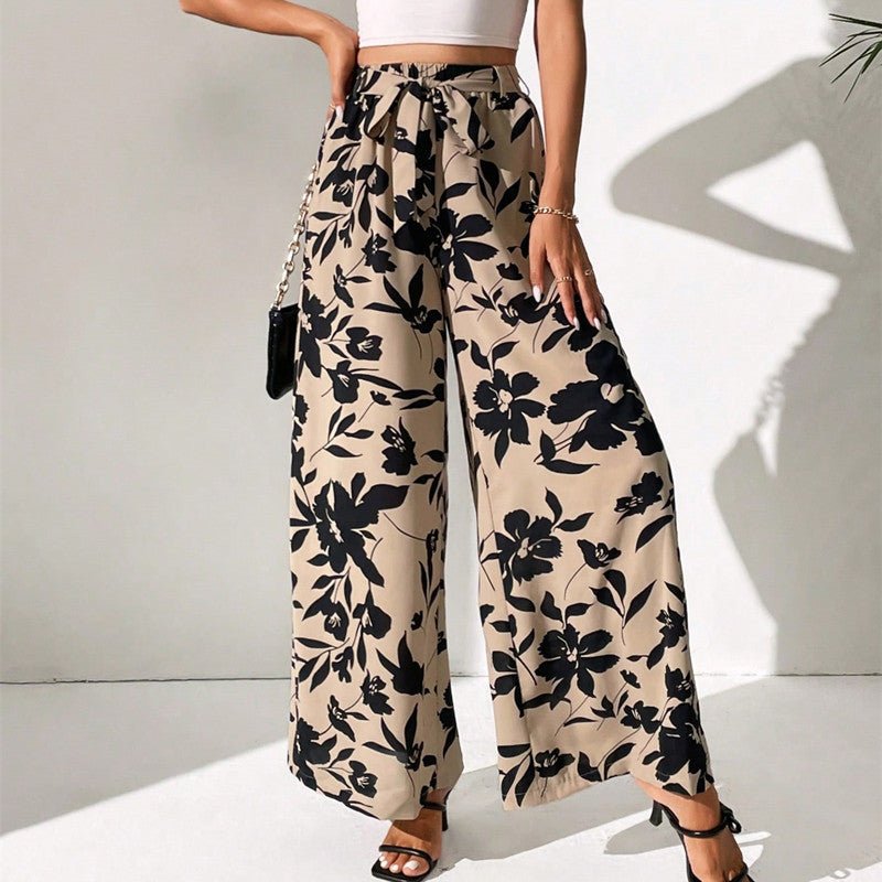 Summer New Fashion Lace - up High Waist Wide Leg Pants - Belisimo