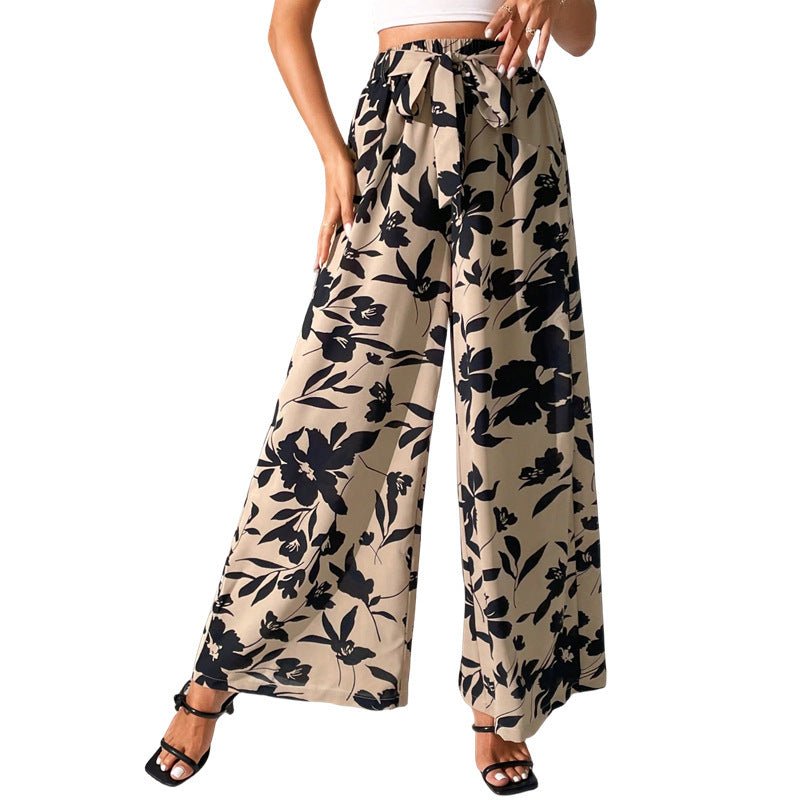 Summer New Fashion Lace - up High Waist Wide Leg Pants - Belisimo