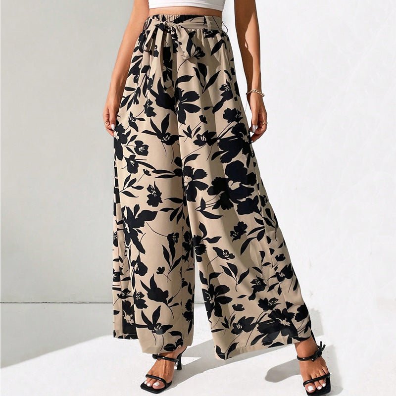 Summer New Fashion Lace - up High Waist Wide Leg Pants - Belisimo