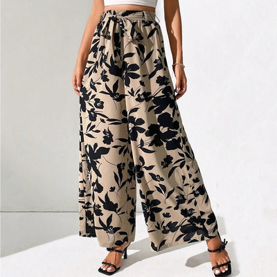 Summer New Fashion Lace - up High Waist Wide Leg Pants - Belisimo