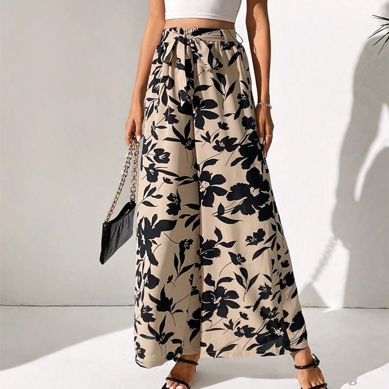 Summer New Fashion Lace - up High Waist Wide Leg Pants - Belisimo