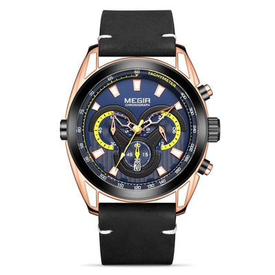 Watch Men's Trendy Blue Chronograph Watch Sports Quartz Watch - Belisimo