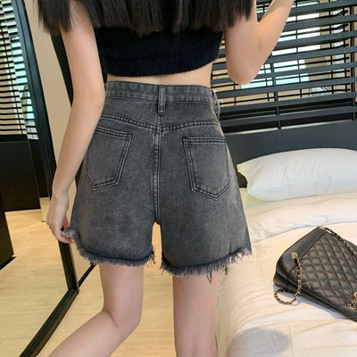 Wide Leg Denim Shorts - Belisimo