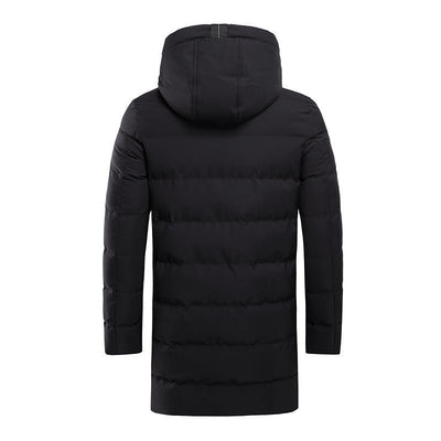 Winter New Men's Hooded Mid - length Down Cotton - padded Jacket - Belisimo