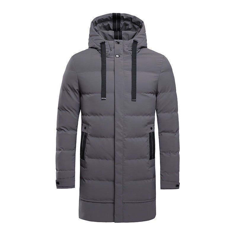 Winter New Men's Hooded Mid - length Down Cotton - padded Jacket - Belisimo