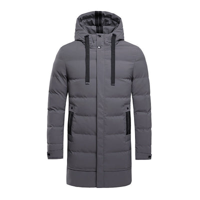 Winter New Men's Hooded Mid - length Down Cotton - padded Jacket - Belisimo