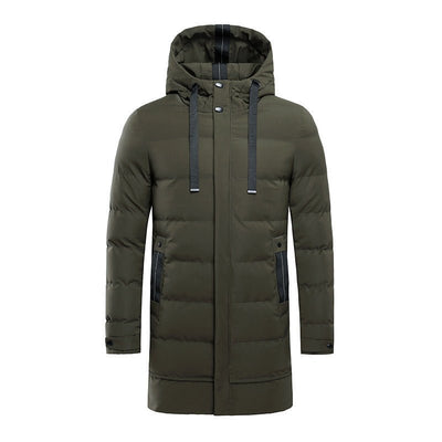 Winter New Men's Hooded Mid - length Down Cotton - padded Jacket - Belisimo