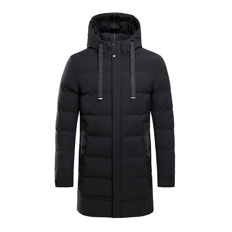 Winter New Men's Hooded Mid - length Down Cotton - padded Jacket - Belisimo