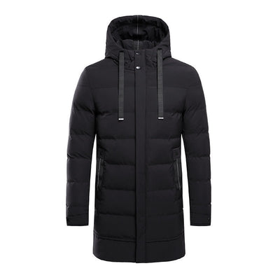 Winter New Men's Hooded Mid - length Down Cotton - padded Jacket - Belisimo