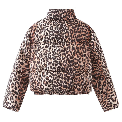 Women's European And American Leopard - print Padded Loose Cotton - padded Jacket - Belisimo