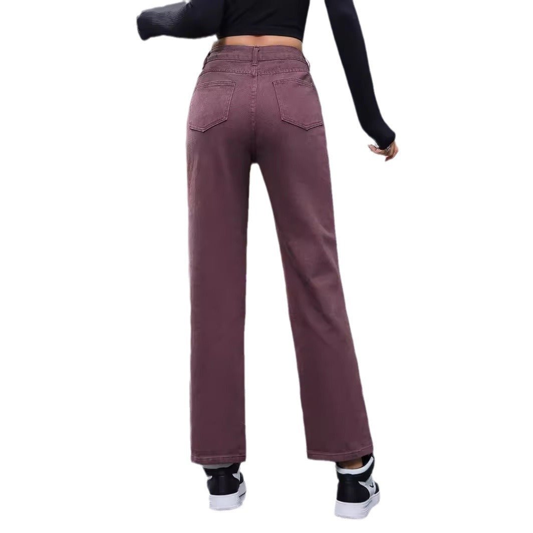 Women's Retro High Waist Denim Trousers - Belisimo