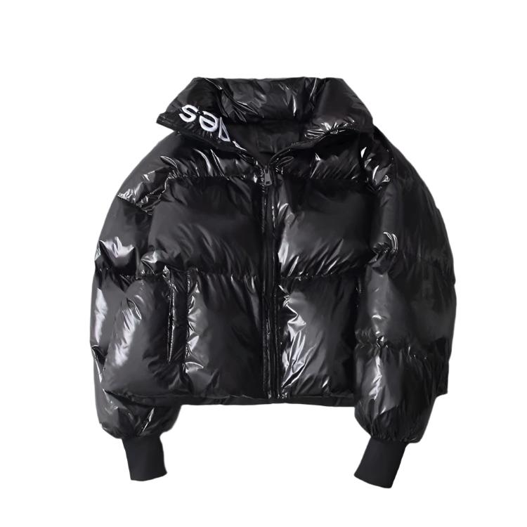 Women's Short Glossy Padded Down Jacket - Belisimo